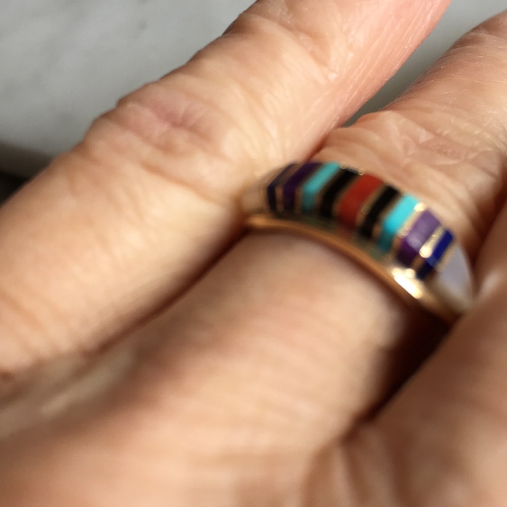 14K Gold Inlay Zuni Rings. For sale - Picture 6 of 8